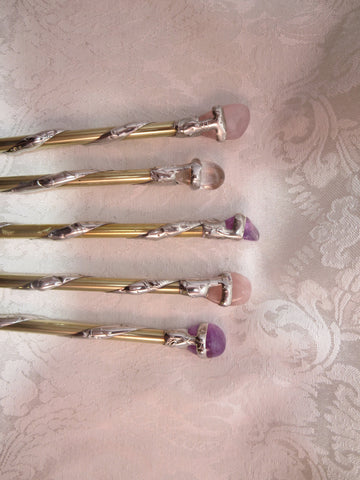 Custom Brass Soldered Crystal Wand, Pagan Wiccan Magic Ritual Tools