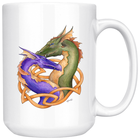Forever Love Purple and Green Dragons 15 oz Mug Forever Love Purple and Green Dragons 15 oz Mug
