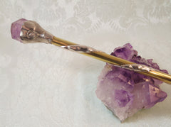Amethyst Crystal Brass Wand Amethyst Crystal Brass Wand
