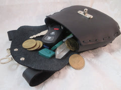 Black Leather Belt Bag Open Black Leather Belt Bag Open