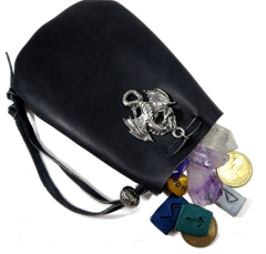 Black Leather Drawstring Pouch Black Leather Drawstring Pouch