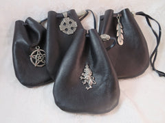 Black Leather Drawstring Pouch Black Leather Drawstring Pouch