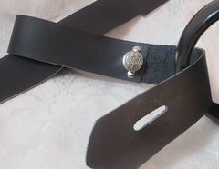 Black Leather Button Strap Black Leather Button Strap