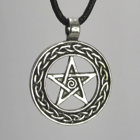 Celtic Pentacle Pewter Pendant Necklace on black cord or chain Celtic Pentacle Pewter Pendant Necklace on black cord or chain