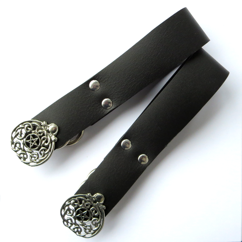 Black or Brown Leather Medieval Skirt Hikes with Pentacle Accent Black or Brown Leather Medieval Skirt Hikes with Pentacle Accent