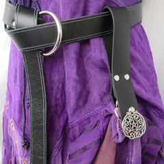 Black leather skirt hikes on form Black leather skirt hikes on form