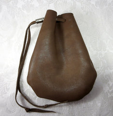 Brown Leather Drawstring Pouch Brown Leather Drawstring Pouch