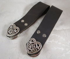 Pair of black leather skirt chasers with Celtic Heart Pair of black leather skirt chasers with Celtic Heart