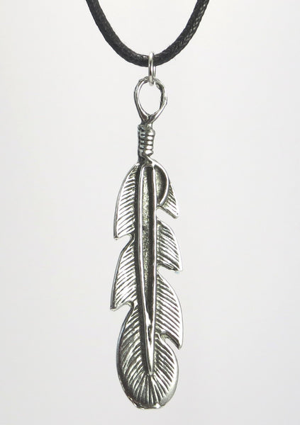 Feather Pewter Pendant Necklace