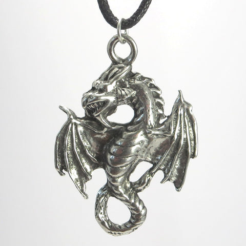 Flying Dragon Pewter Pendant - Amphiptere Style