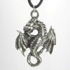 Flying Dragon Pewter Pendant Necklace - Amphiptere Style