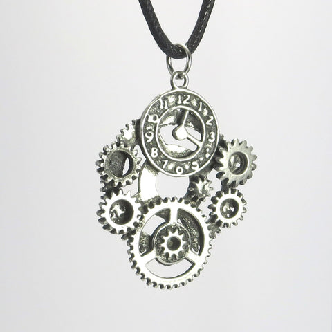 Steampunk Gears Pewter Pendant Necklace