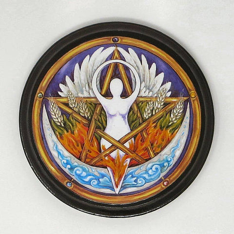 Wiccan Elemental Goddess Pentacle Altar Plaque