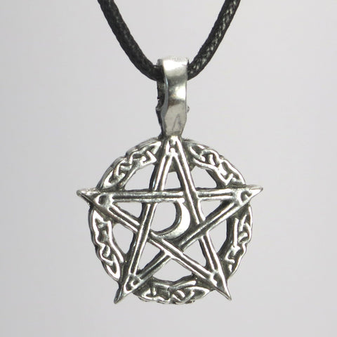 Moon Pentacle Pewter Pendant Necklace