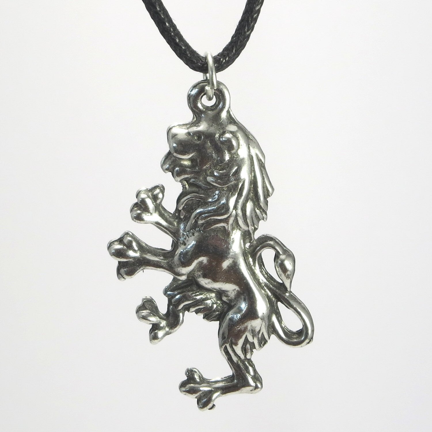 MET-00025: 45mm XL Pewter Dragon Charm with Blue Cabochon