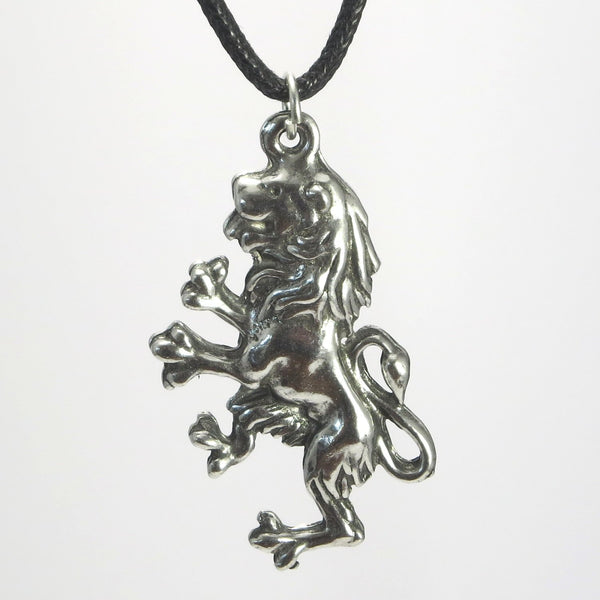 Rampant Lion Pewter Pendant Necklace
