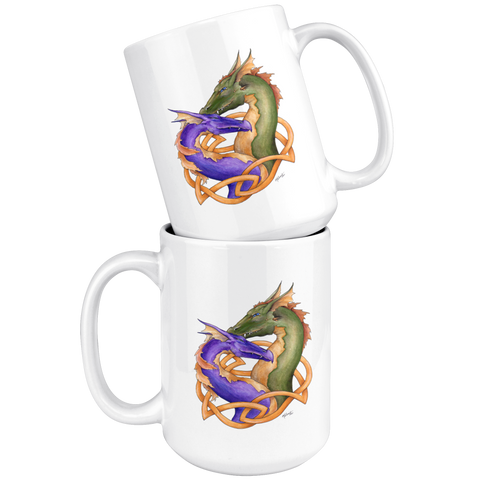 Two dragon stacked mugs